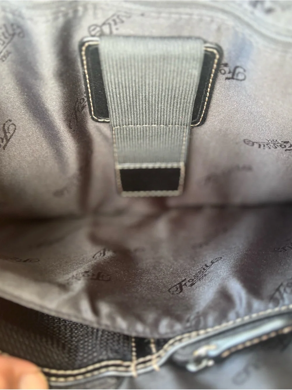 Fossil Black Leather Laptop Briefcase with Removable Strap